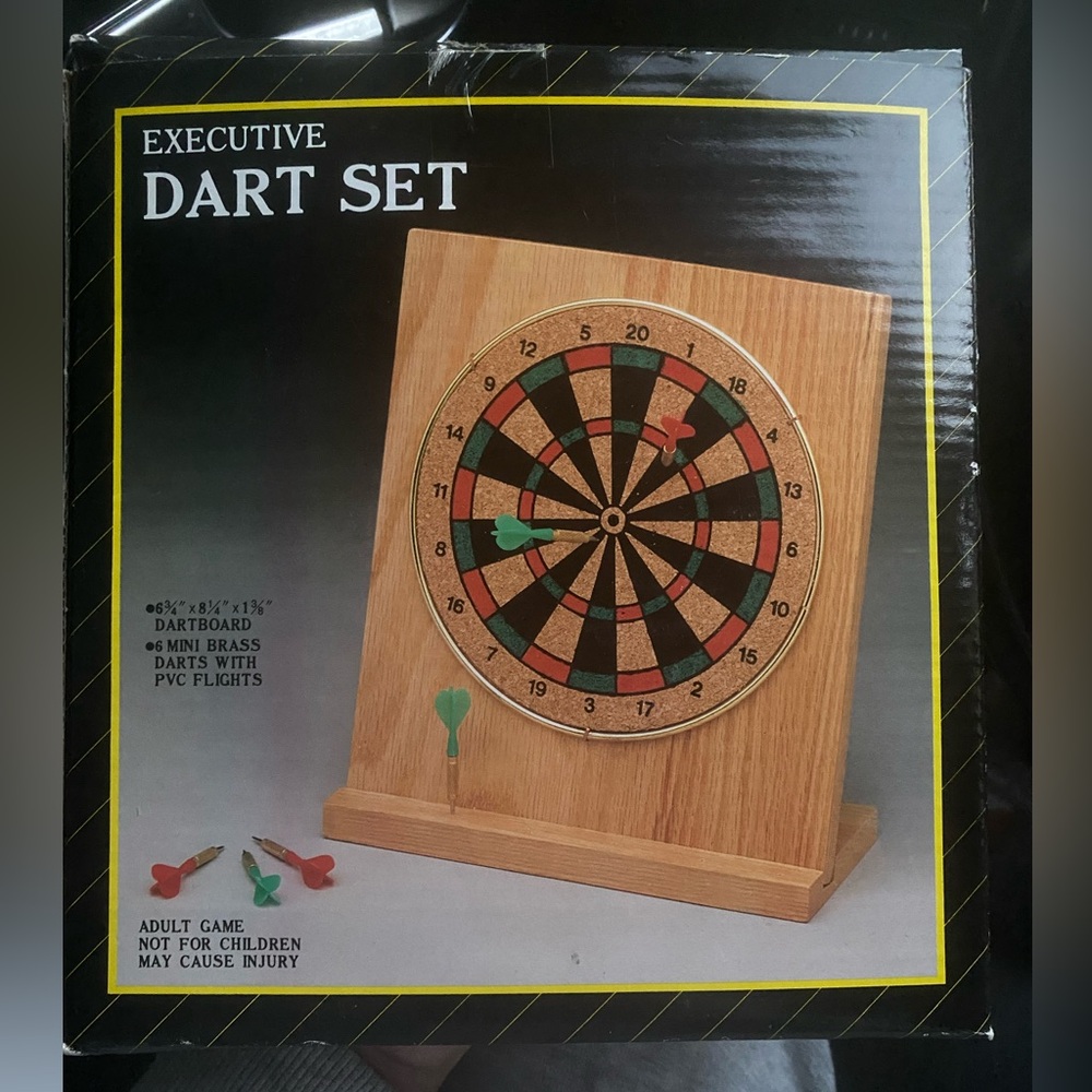 Wooden Dartboard Set with Brass Darts